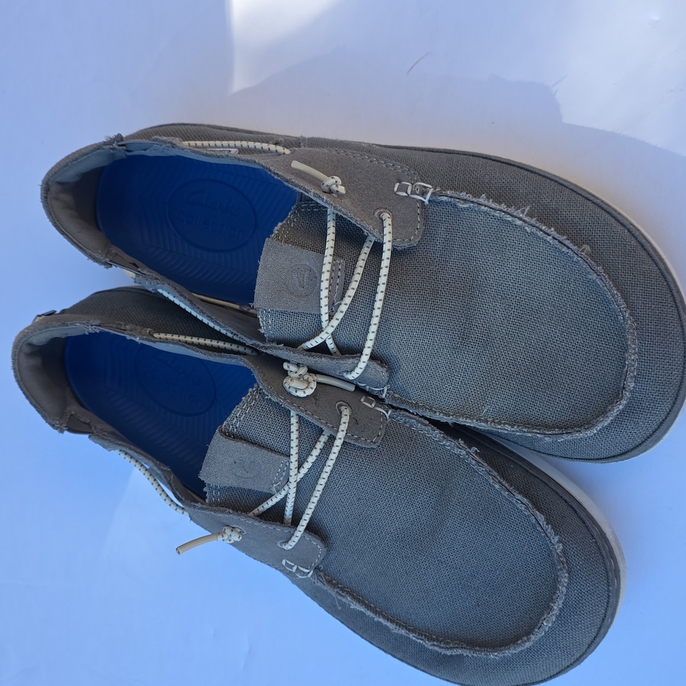 Clarks Gray Canvas Boat Shoes